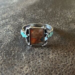 Silver and Turquoise Ring size 8